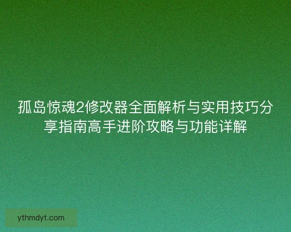 孤岛惊魂2修改器全面解析与实用技巧分享指南高手进阶攻略与功能详解