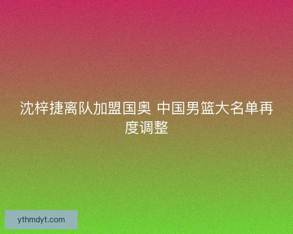 沈梓捷离队加盟国奥 中国男篮大名单再度调整